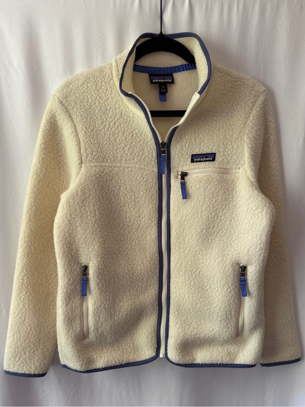 Patagonia Women's Retro Pile Fleece Jacket Sherpa Cream/Purple Size Small